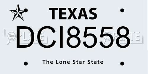 DCI8558 Texas License Plate
