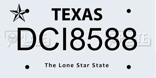 DCI8588 Texas License Plate