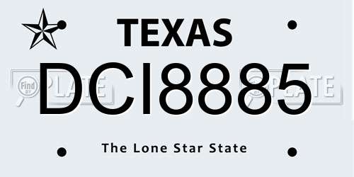 DCI8885 Texas License Plate