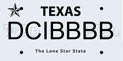 DCIBBBB Texas License Plate