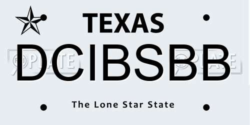 DCIBSBB Texas License Plate