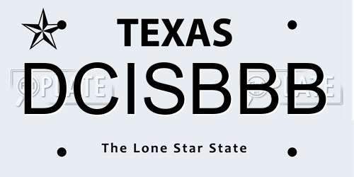 DCISBBB Texas License Plate