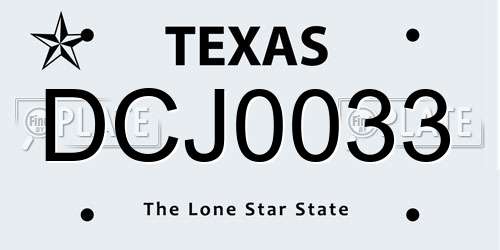 DCJ0033 Texas License Plate