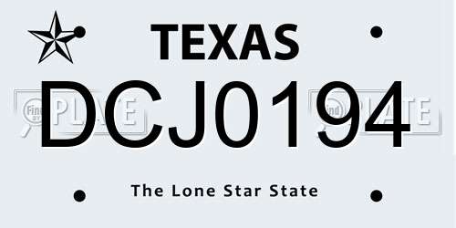 DCJ0194 Texas License Plate