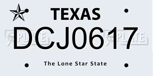 DCJ0617 Texas License Plate