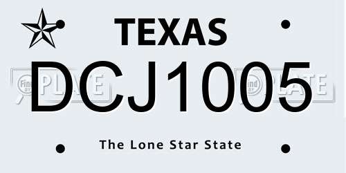 DCJ1005 Texas License Plate