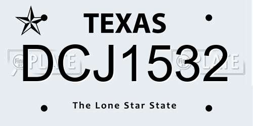 DCJ1532 Texas License Plate
