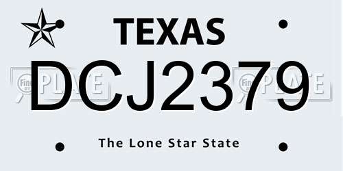 DCJ2379 Texas License Plate