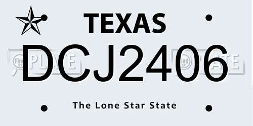 DCJ2406 Texas License Plate