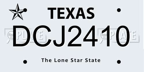 DCJ2410 Texas License Plate