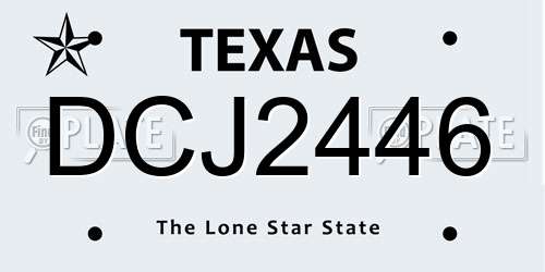 DCJ2446 Texas License Plate
