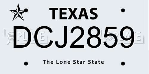 DCJ2859 Texas License Plate