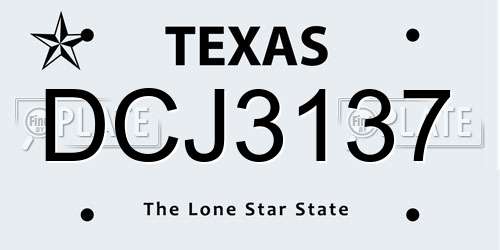 DCJ3137 Texas License Plate