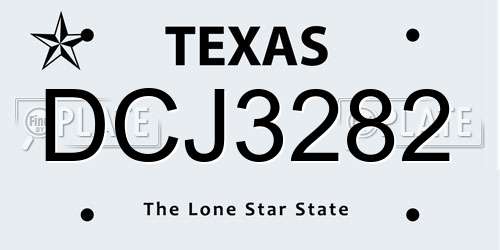 DCJ3282 Texas License Plate