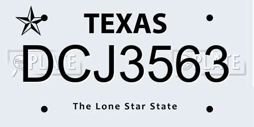 DCJ3563 Texas License Plate