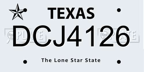 DCJ4126 Texas License Plate
