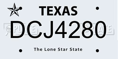 DCJ4280 Texas License Plate