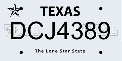 DCJ4389 Texas License Plate