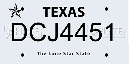DCJ4451 Texas License Plate