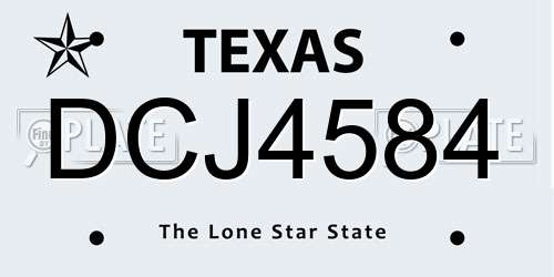 DCJ4584 Texas License Plate