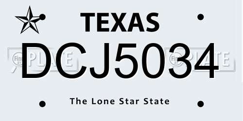 DCJ5034 Texas License Plate