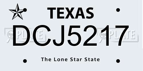 DCJ5217 Texas License Plate