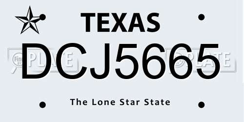 DCJ5665 Texas License Plate