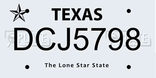 DCJ5798 Texas License Plate