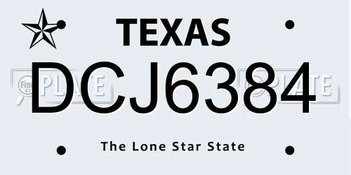 DCJ6384 Texas License Plate