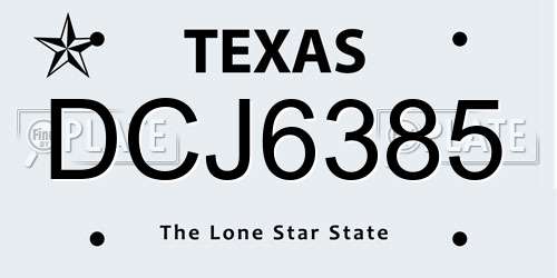 DCJ6385 Texas License Plate