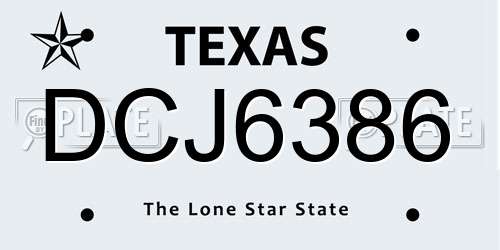 DCJ6386 Texas License Plate