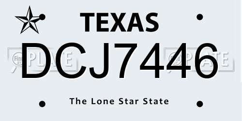 DCJ7446 Texas License Plate