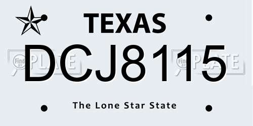 DCJ8115 Texas License Plate
