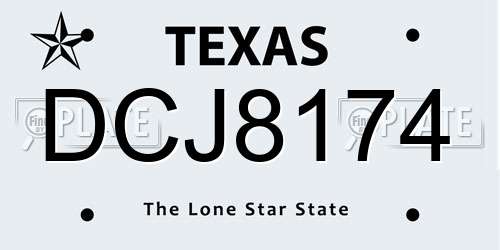 DCJ8174 Texas License Plate