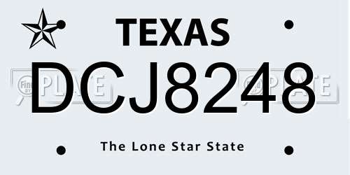 DCJ8248 Texas License Plate