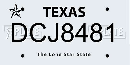 DCJ8481 Texas License Plate