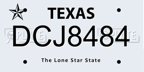 DCJ8484 Texas License Plate