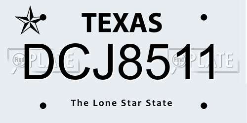 DCJ8511 Texas License Plate