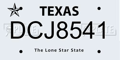 DCJ8541 Texas License Plate
