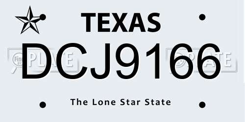 DCJ9166 Texas License Plate