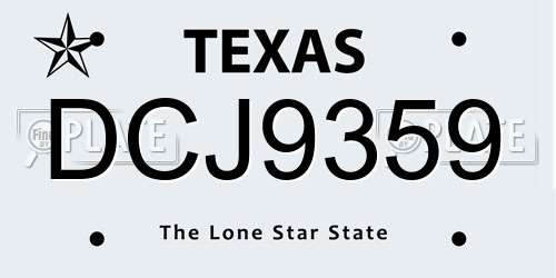 DCJ9359 Texas License Plate