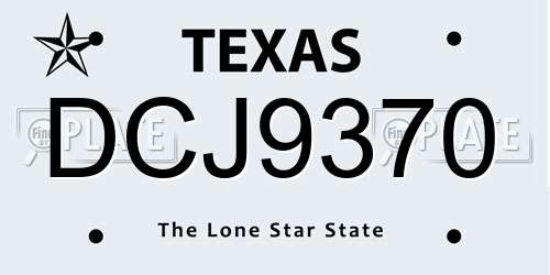 DCJ9370 Texas License Plate