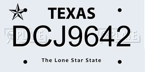 DCJ9642 Texas License Plate