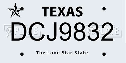 DCJ9832 Texas License Plate