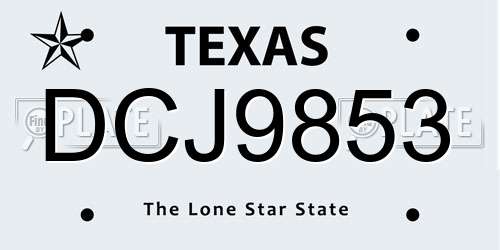 DCJ9853 Texas License Plate
