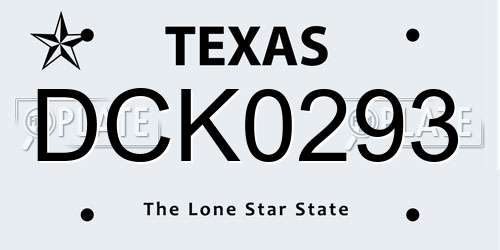 DCK0293 Texas License Plate