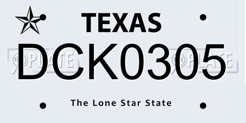 DCK0305 Texas License Plate