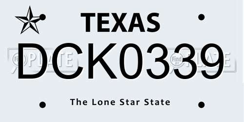 DCK0339 Texas License Plate