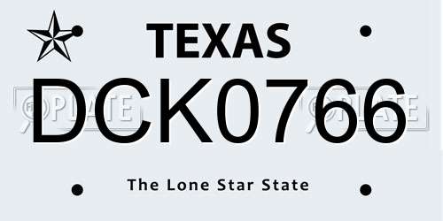 DCK0766 Texas License Plate