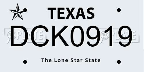 DCK0919 Texas License Plate